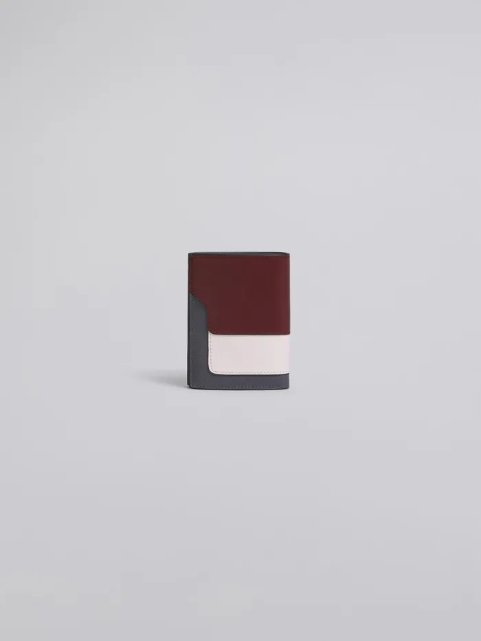 Marni Red Pink And Grey Saffiano Leather Bifold Wallet Deep Red Womens Wallets and Small Leather Goods Marni Red Pink And Grey Saffiano Leather Bifold Wallet Deep Red Womens Wallets and Small Leather Goods