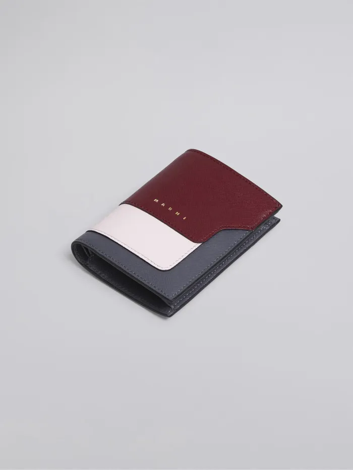 Marni Red Pink And Grey Saffiano Leather Bifold Wallet Deep Red Womens Wallets and Small Leather Goods Marni Red Pink And Grey Saffiano Leather Bifold Wallet Deep Red Womens Wallets and Small Leather Goods