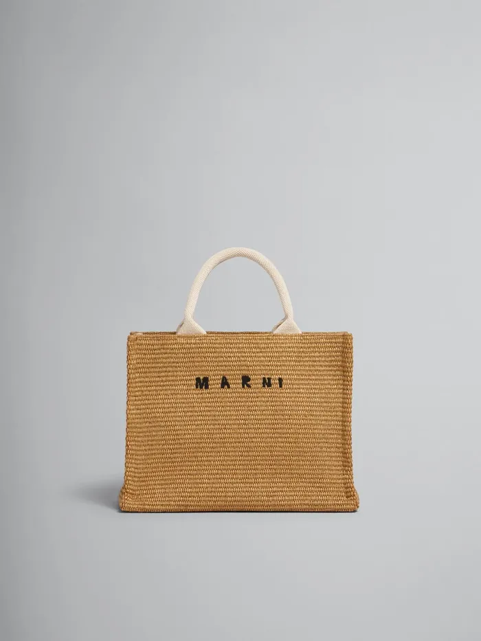 Marni Small Brown Raffia Tote Bag Raw Sienna Womens Shopping Bags