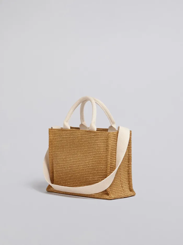 Marni Small Brown Raffia Tote Bag Raw Sienna Womens Shopping Bags Marni Small Brown Raffia Tote Bag Raw Sienna Womens Shopping Bags