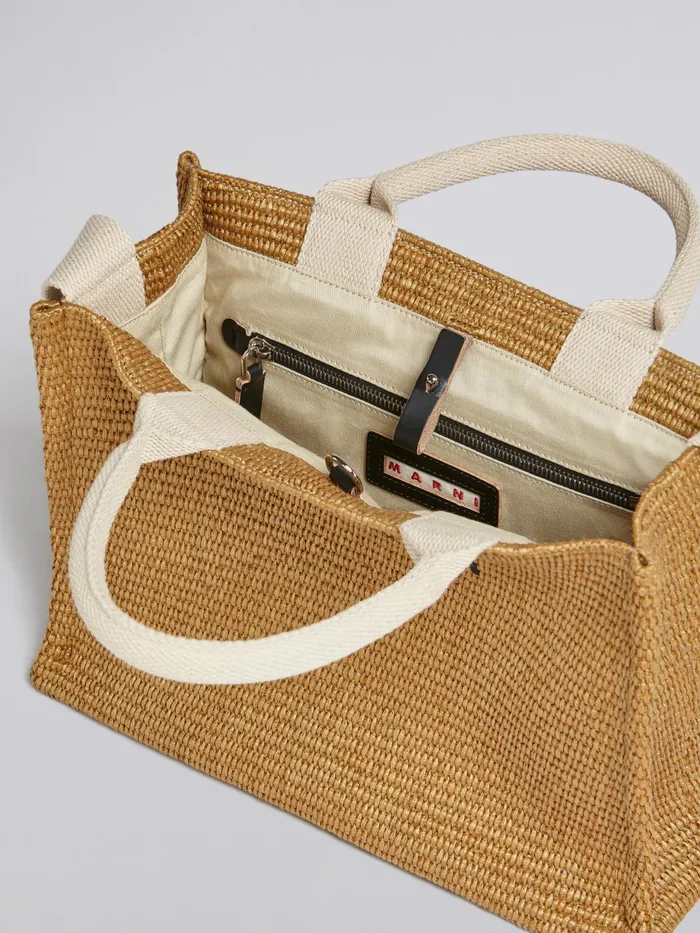 Marni Small Brown Raffia Tote Bag Raw Sienna Womens Shopping Bags Marni Small Brown Raffia Tote Bag Raw Sienna Womens Shopping Bags