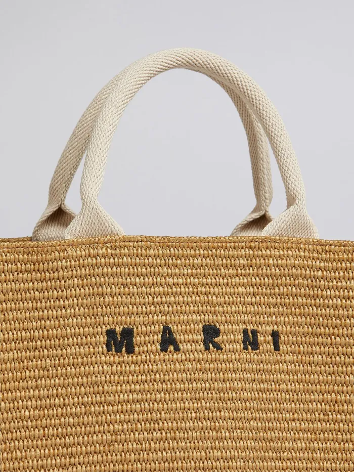 Marni Small Brown Raffia Tote Bag Raw Sienna Womens Shopping Bags Marni Small Brown Raffia Tote Bag Raw Sienna Womens Shopping Bags