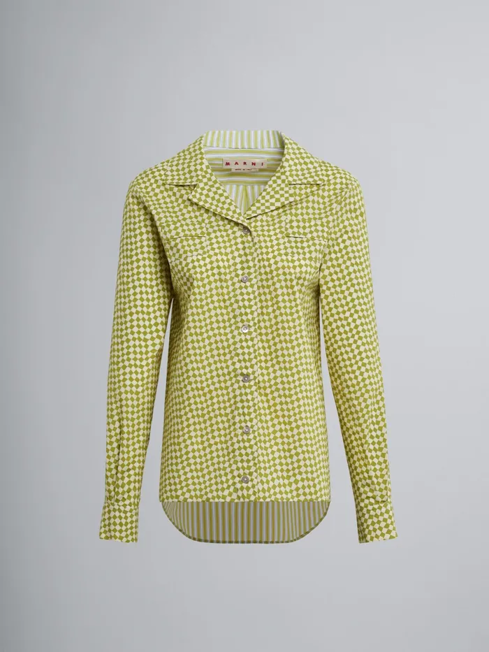 Marni Small Rhombus Print Poplin Shirt Lemonade Womens Tops and Shirts