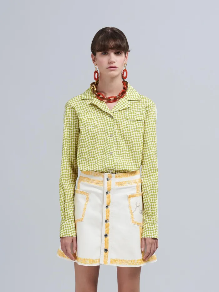 Marni Small Rhombus Print Poplin Shirt Lemonade Womens Tops and Shirts Marni Small Rhombus Print Poplin Shirt Lemonade Womens Tops and Shirts