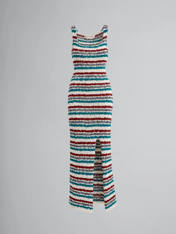 Marni Striped Cotton Knit Dress Raisin Womens Dresses