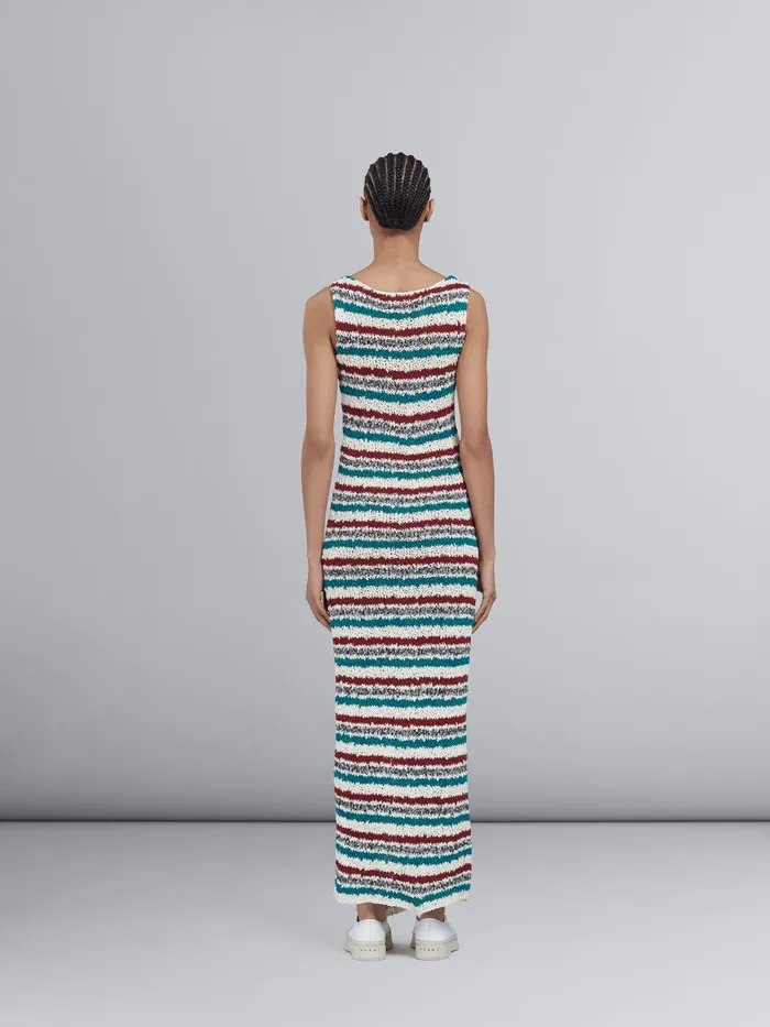 Marni Striped Cotton Knit Dress Raisin Womens Dresses Marni Striped Cotton Knit Dress Raisin Womens Dresses