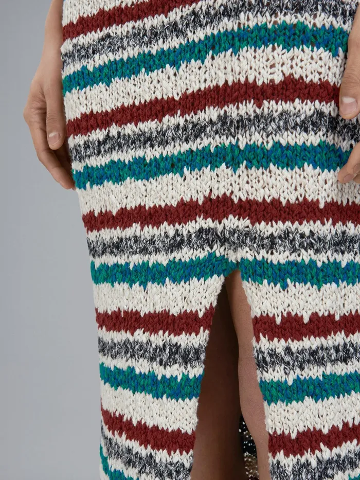 Marni Striped Cotton Knit Dress Raisin Womens Dresses Marni Striped Cotton Knit Dress Raisin Womens Dresses