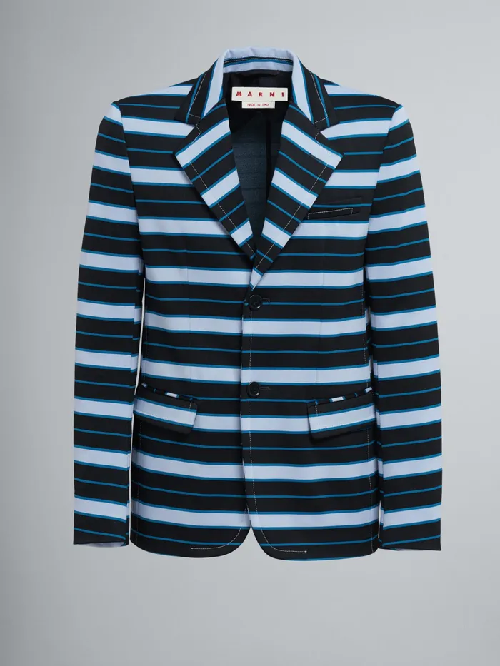 Marni Striped Techno Jersey Blazer Black Mens Coats and Jackets