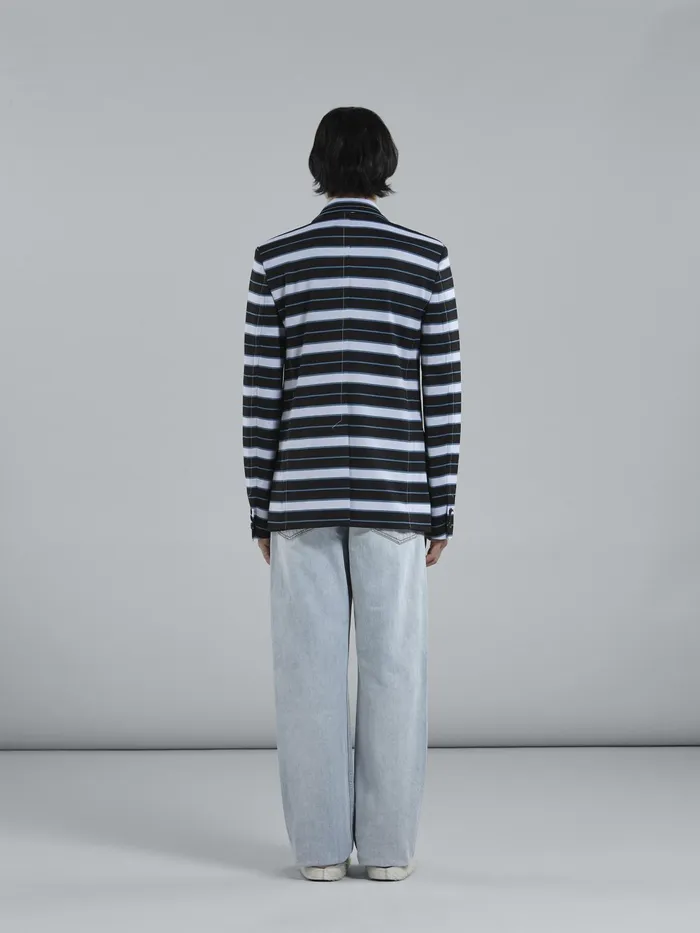 Marni Striped Techno Jersey Blazer Black Mens Coats and Jackets Marni Striped Techno Jersey Blazer Black Mens Coats and Jackets