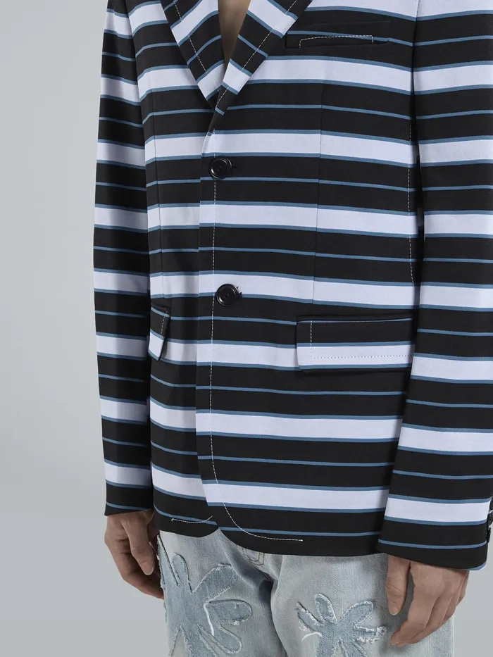 Marni Striped Techno Jersey Blazer Black Mens Coats and Jackets Marni Striped Techno Jersey Blazer Black Mens Coats and Jackets