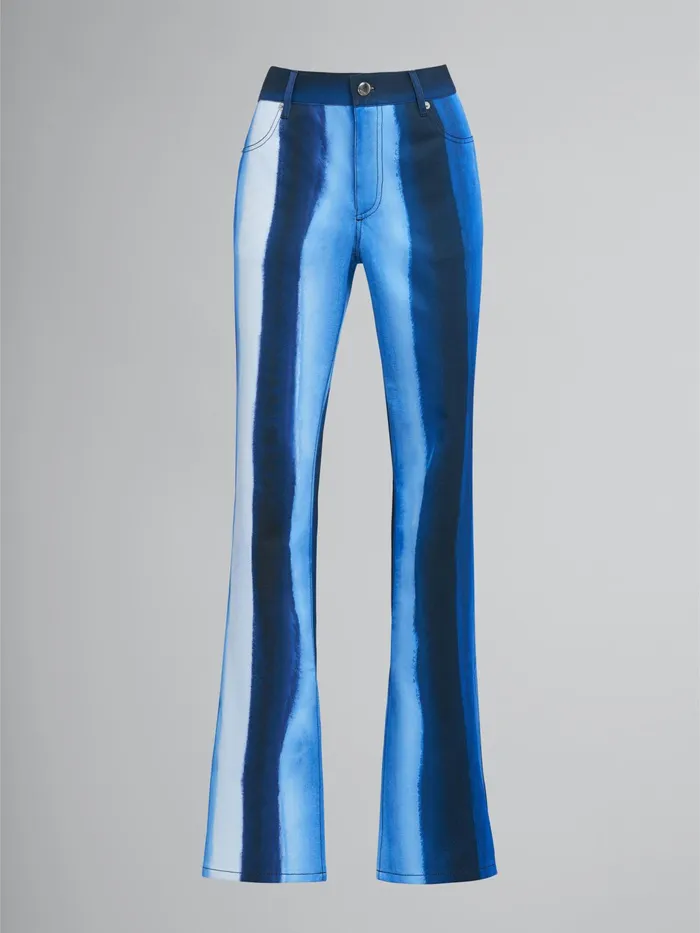 Marni Waterfall Stripe Print Cotton Drill Pants Royal Womens Pants