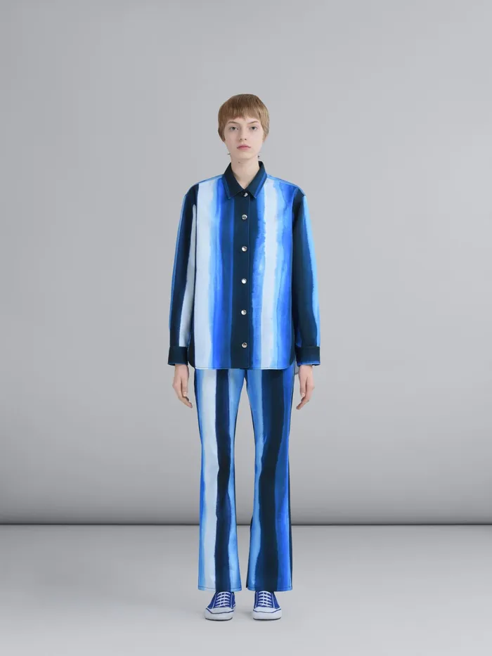 Marni Waterfall Stripe Print Cotton Drill Pants Royal Womens Pants Marni Waterfall Stripe Print Cotton Drill Pants Royal Womens Pants
