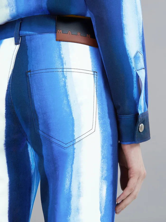 Marni Waterfall Stripe Print Cotton Drill Pants Royal Womens Pants Marni Waterfall Stripe Print Cotton Drill Pants Royal Womens Pants