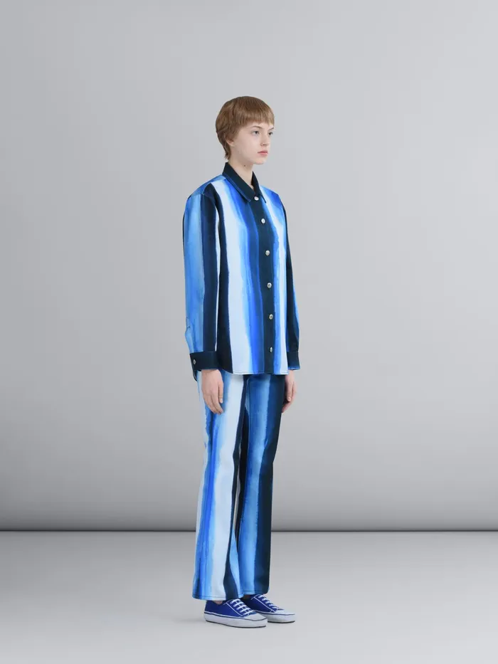 Marni Waterfall Stripe Print Cotton Drill Pants Royal Womens Pants Marni Waterfall Stripe Print Cotton Drill Pants Royal Womens Pants