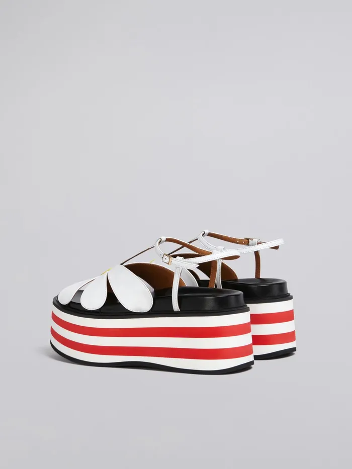 Marni White Leather Flower Wedge Sandal Lily White Womens Sandals and Wedges Marni White Leather Flower Wedge Sandal Lily White Womens Sandals and Wedges