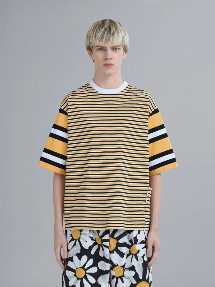 Marni Yellow Striped Cotton Jersey Crewneck Tshirt Gold Mens Sweatshirts and Tshirts Marni Yellow Striped Cotton Jersey Crewneck Tshirt Gold Mens Sweatshirts and Tshirts
