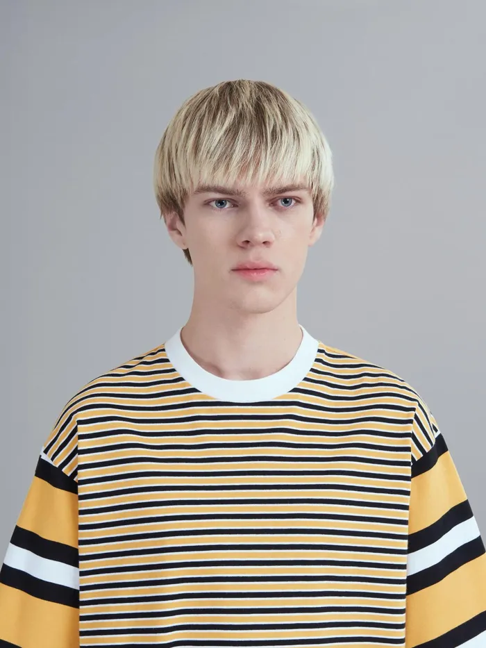 Marni Yellow Striped Cotton Jersey Crewneck Tshirt Gold Mens Sweatshirts and Tshirts Marni Yellow Striped Cotton Jersey Crewneck Tshirt Gold Mens Sweatshirts and Tshirts