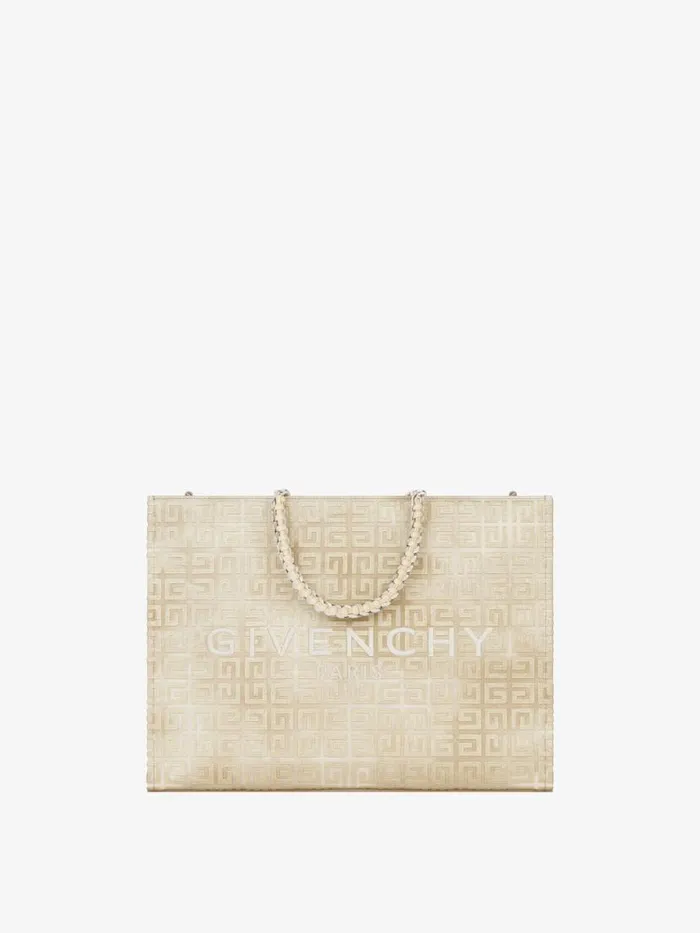 Medium GTote Shopping Bag In 4g Canvas With Chain Dusty Golden Women Givenchy Shoulder Bags