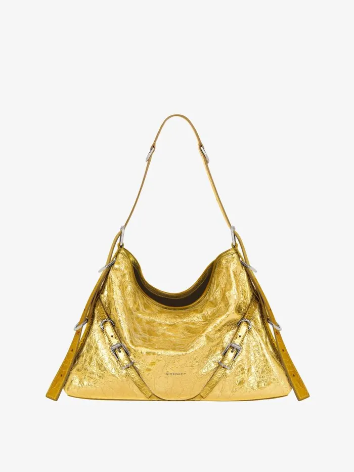 Medium Voyou Bag In Laminated Leather Golden Women Givenchy Shoulder Bags