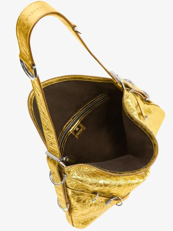 Medium Voyou Bag In Laminated Leather Golden Women Givenchy Shoulder Bags