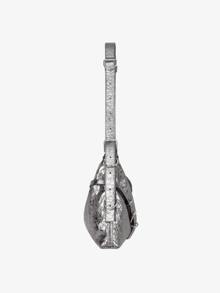 Medium Voyou Bag In Laminated Leather Silvery Grey Women Givenchy Shoulder Bags