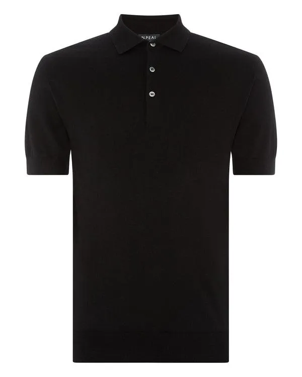 Men 007 Fine Gauge Cashmere Polo T ShirtIn Black Black NPeal Polos and Tshirts