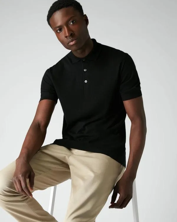 Men 007 Fine Gauge Cashmere Polo T ShirtIn Black Black NPeal Polos and Tshirts