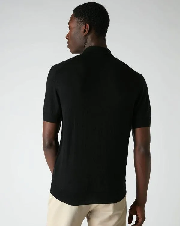Men 007 Fine Gauge Cashmere Polo T ShirtIn Black Black NPeal Polos and Tshirts