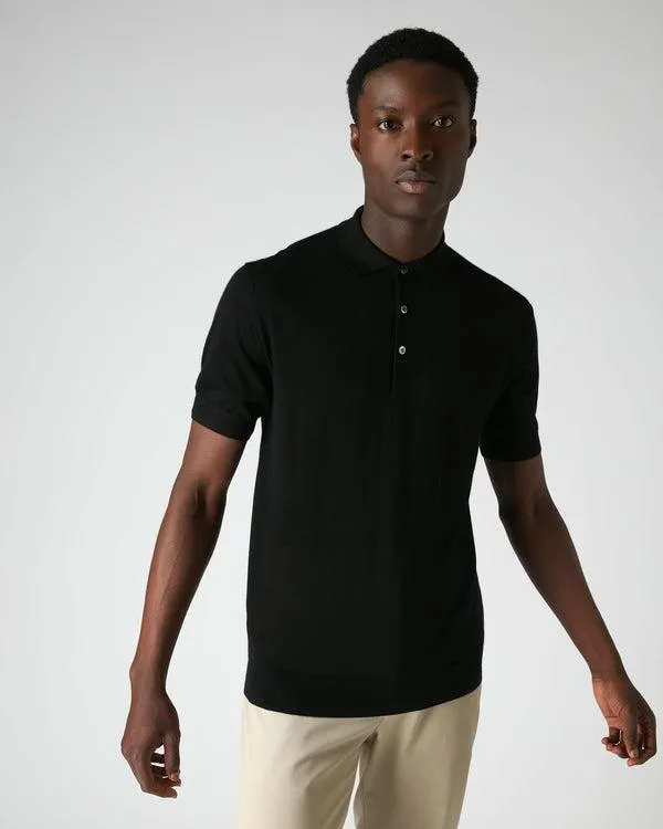Men 007 Fine Gauge Cashmere Polo T ShirtIn Black Black NPeal Polos and Tshirts
