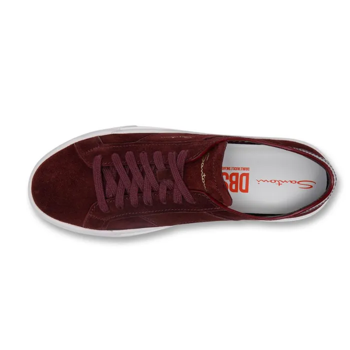 Men Burgundy Suede Double Buckle Sneaker Santoni Sneakers