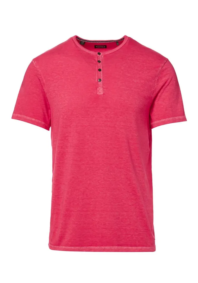Men Buttoned Henley Purple Kasum TShirt Petunia Buffalo David Bitton Tops and Tees
