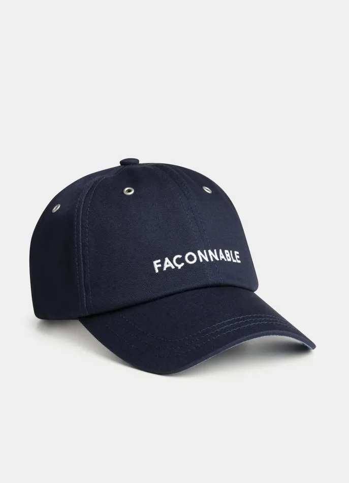 Men Caps Faonnable Embroidered Gabardine Cap Marine Blue