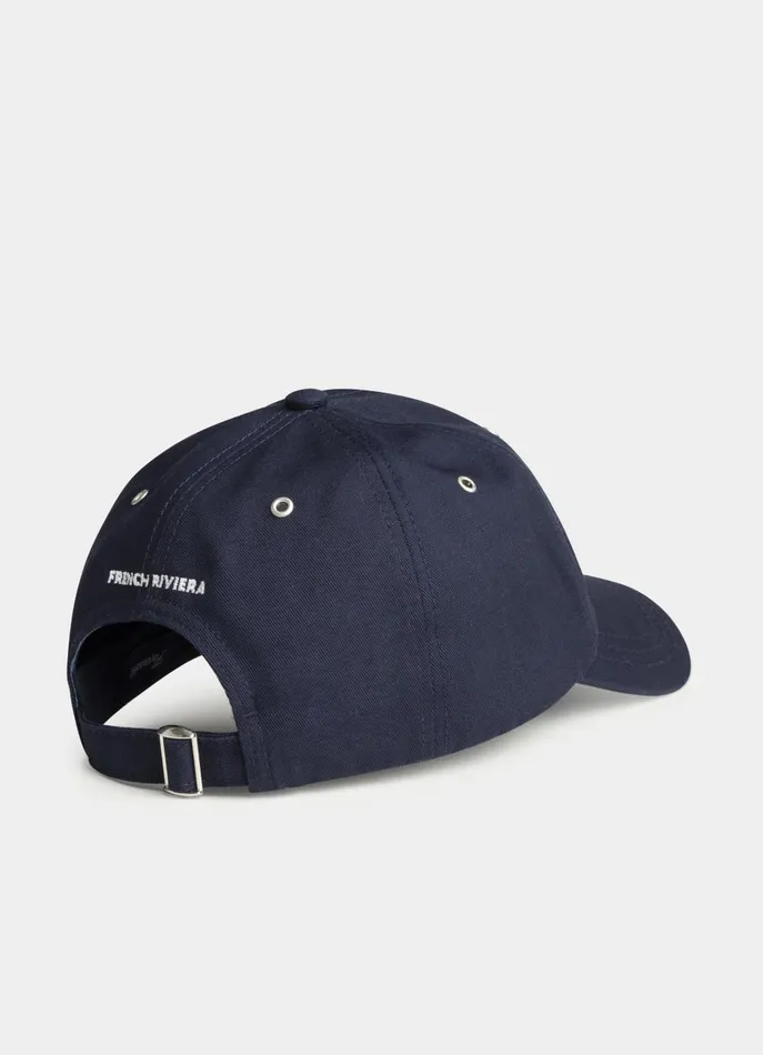 Men Caps Faonnable Embroidered Gabardine Cap Marine Blue