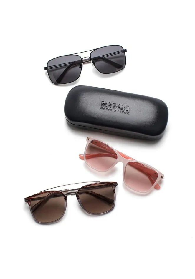 Men Classic Clubmaster Sunglasses Brown Buffalo David Bitton Sunglasses