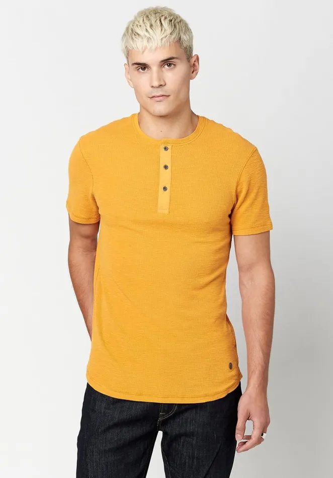 Men Cotton Kosory Henley TShirt Verde Buffalo David Bitton Tops and Tees