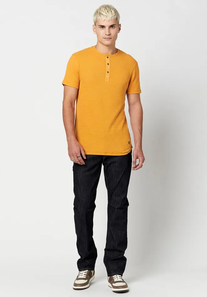 Men Cotton Kosory Henley TShirt Verde Buffalo David Bitton Tops and Tees