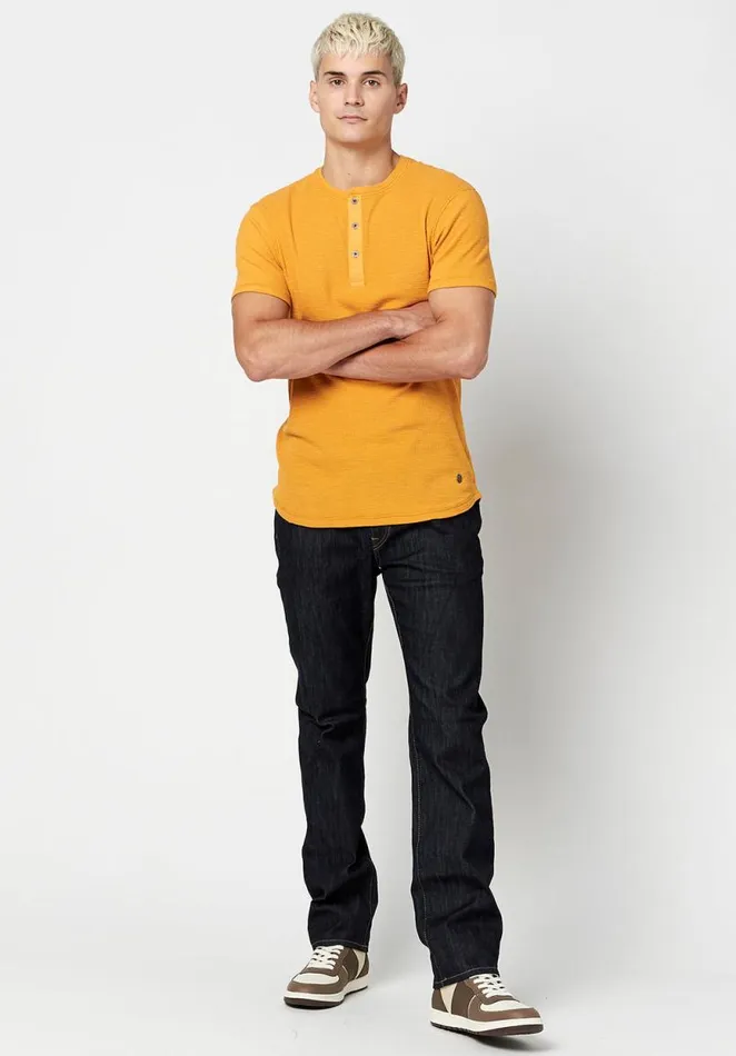 Men Cotton Kosory Henley TShirt Verde Buffalo David Bitton Tops and Tees