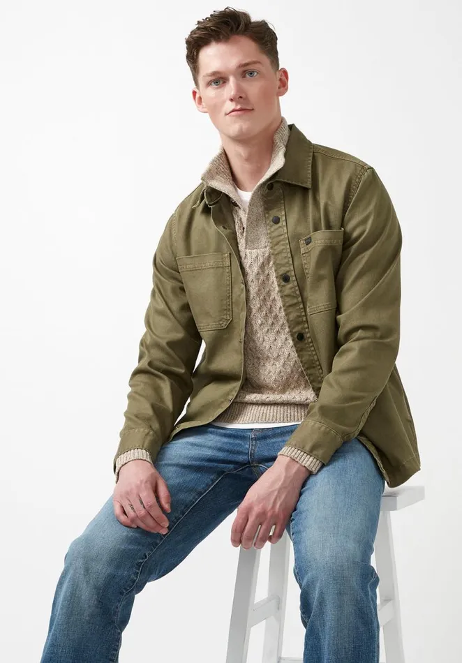 Men Josh Army Green Men039s Shirt Jacket Army Green Buffalo David Bitton Jackets