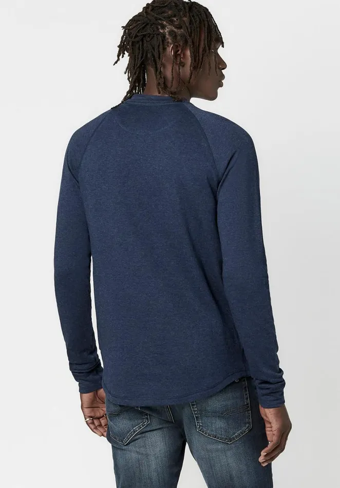 Men Kariver Henley Long Sleeve Shirt Chocolate Buffalo David Bitton Sweaters