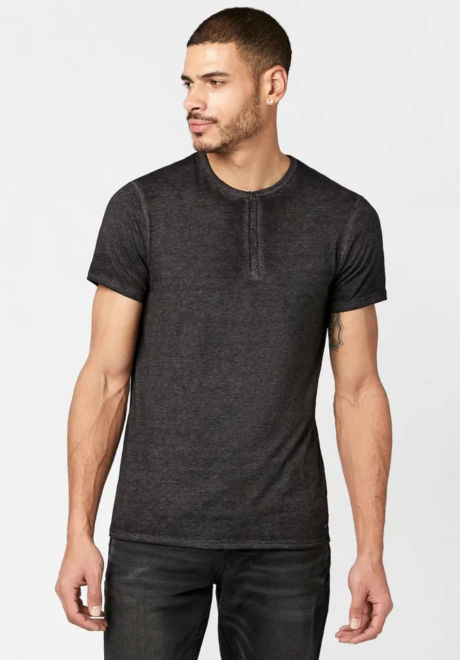 Men Kasum Buttoned Henley TShirt Cranberry Buffalo David Bitton Tops and Tees