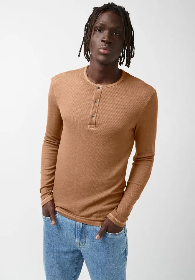 Men Kipat Brown LongSleeve Mens Top Thrush Buffalo David Bitton Tops and Tees