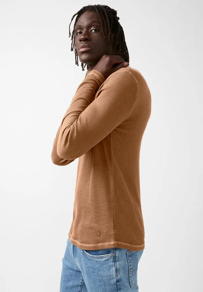 Men Kipat Brown LongSleeve Mens Top Thrush Buffalo David Bitton Tops and Tees
