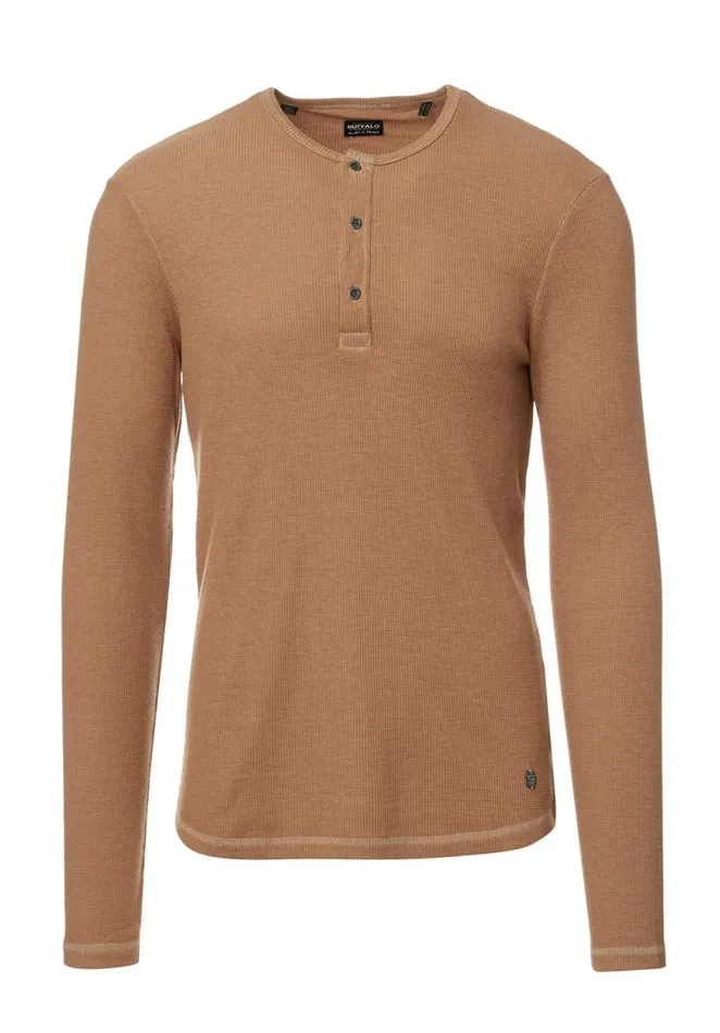 Men Kipat Brown LongSleeve Mens Top Thrush Buffalo David Bitton Tops and Tees