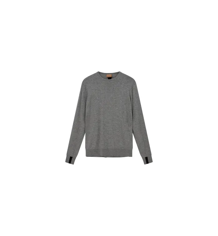 Men Knits MOS MOSH MMGAdam Supima ONeck Knit Grey Melange