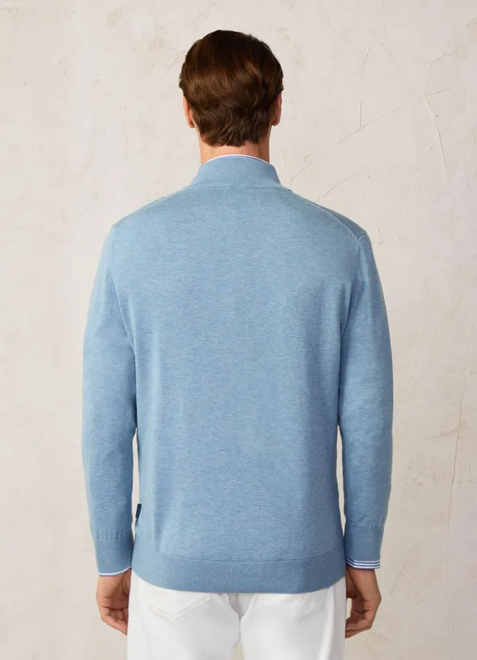 Men Knitwear Faonnable Half Zip Jumper Horizon Blue
