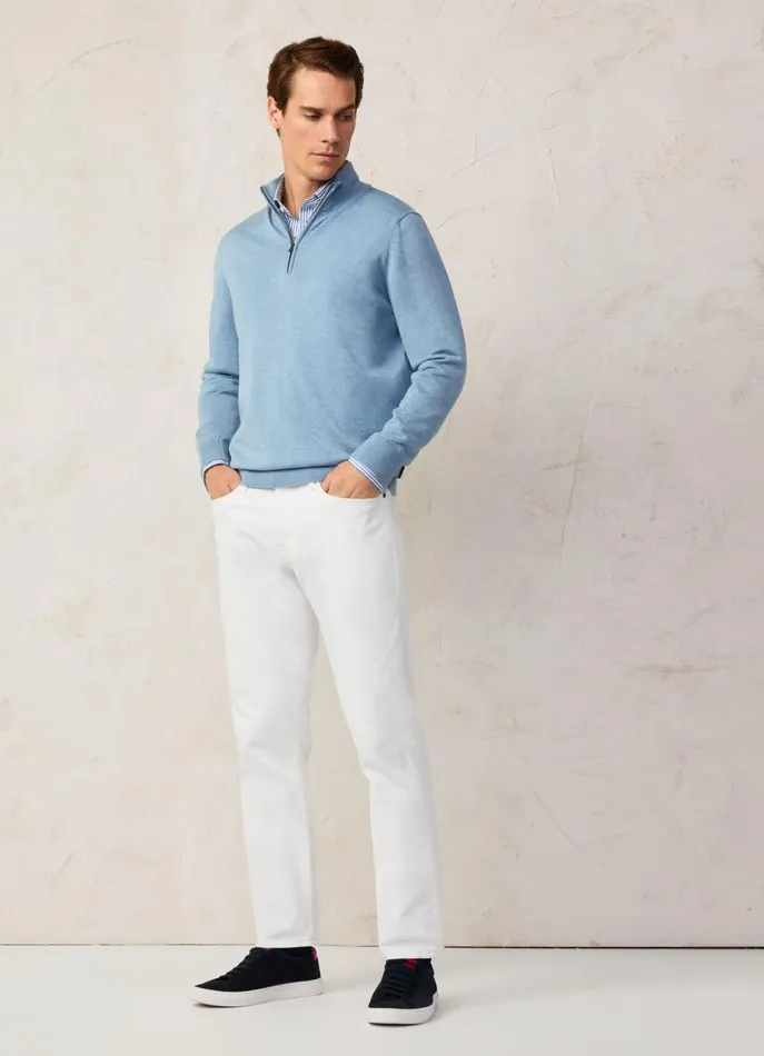 Men Knitwear Faonnable Half Zip Jumper Horizon Blue