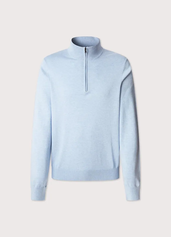 Men Knitwear Faonnable Half Zip Jumper Horizon Blue