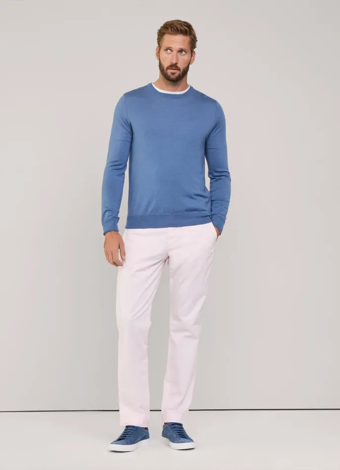Men Knitwear Faonnable Merino Wool Crew Neck Jumper Dark Denim Blue