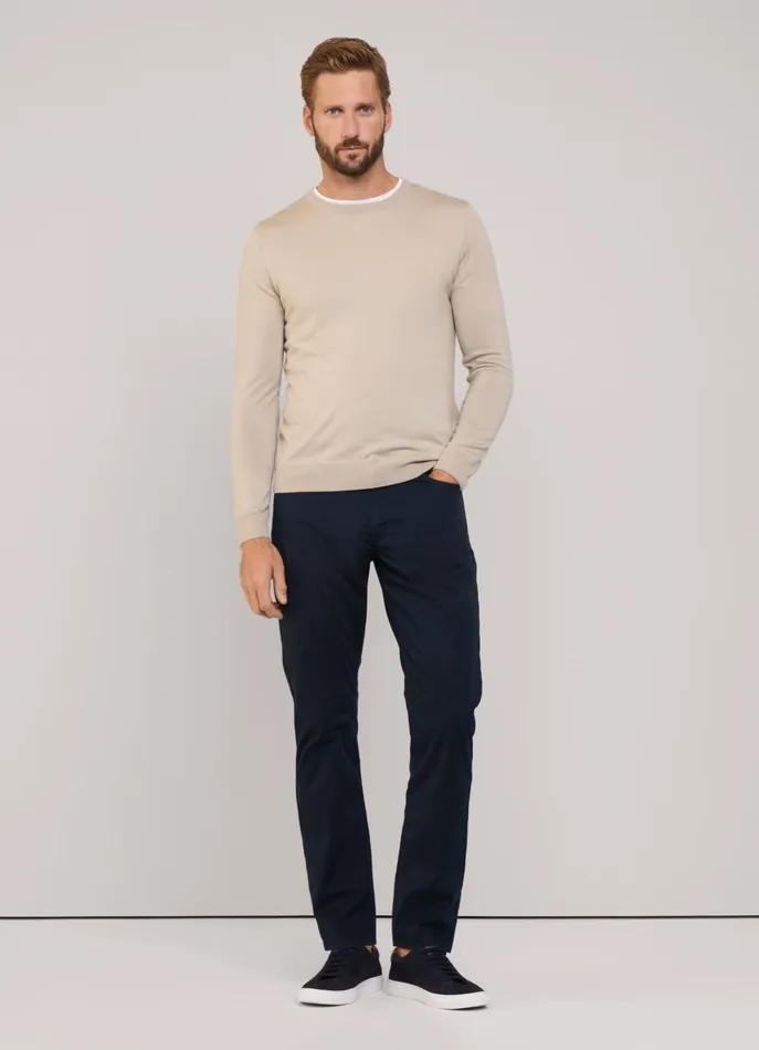 Men Knitwear Faonnable Merino Wool Crew Neck Jumper Light Beige