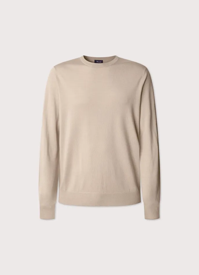 Men Knitwear Faonnable Merino Wool Crew Neck Jumper Light Beige